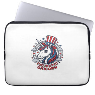 Patriottische Eenhoorn Vintage Gravure Grafisch_1 Laptop Sleeve