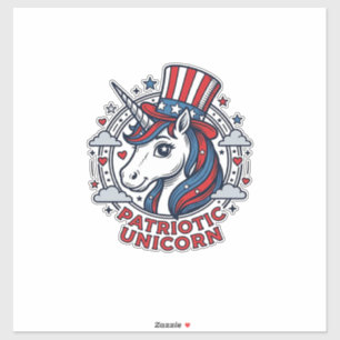 Patriottische Eenhoorn Vintage Gravure Grafisch_1 Sticker