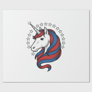 Patriottische Eenhoorn Vintage Gravure Vector Desi Cadeaupapier