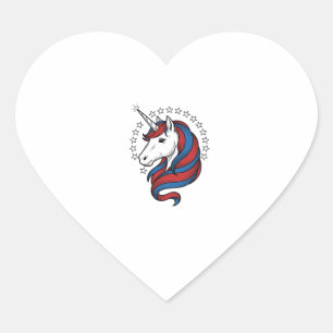 Patriottische Eenhoorn Vintage Gravure Vector Desi Hart Sticker
