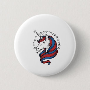 Patriottische Eenhoorn Vintage Gravure Vector Desi Ronde Button 5,7 Cm