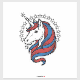 Patriottische Eenhoorn Vintage Gravure Vector Desi Sticker