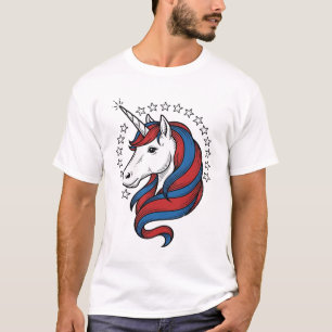 Patriottische Eenhoorn Vintage Gravure Vector Desi T-shirt