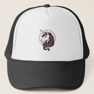 Patriottische Eenhoorn Vintage Gravure Vector Desi Trucker Pet
