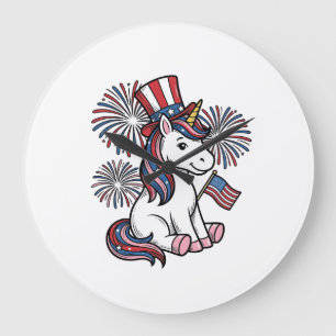 Patriottische Eenhoorn Vuurwerk Shirt Ontwerp_1 Grote Klok
