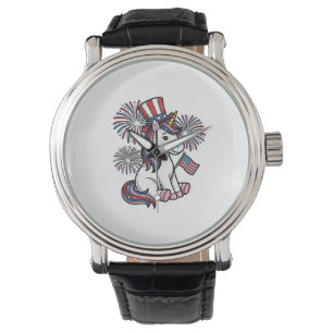 Patriottische Eenhoorn Vuurwerk Shirt Ontwerp_1 Horloge