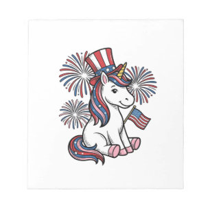 Patriottische Eenhoorn Vuurwerk Shirt Ontwerp_1 Notitieblok