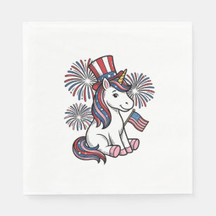 Patriottische Eenhoorn Vuurwerk Shirt Ontwerp_1 Servet