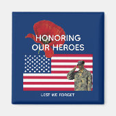 Patriottische EERBETOON ONZE HELDEN Veteranen Memo Magneet (Voorkant)