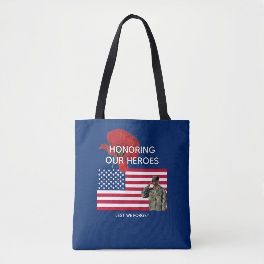 Patriottische EERBETOON ONZE HELDEN Veteranen Memo Tote Bag (Voorkant)