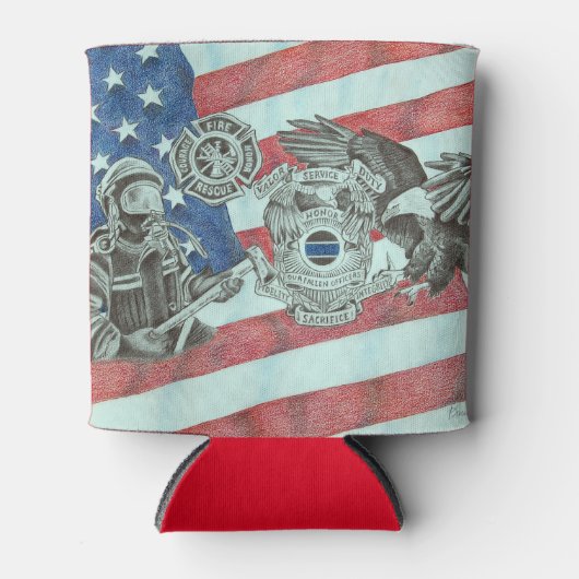 Patriottische Eerste Responder Blikjeskoeler (Voorkant)