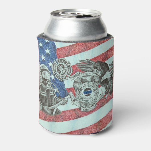Patriottische Eerste Responder Blikjeskoeler (Blikje Achterkant)