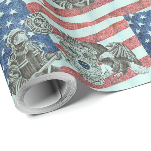 Patriottische Eerste Responder Cadeaupapier (Rol Hoek)
