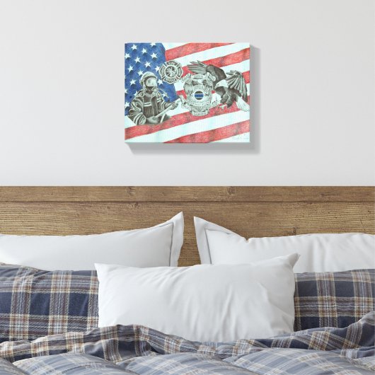 Patriottische Eerste Responder Canvas Afdruk (Insitu (Slaapkamer))