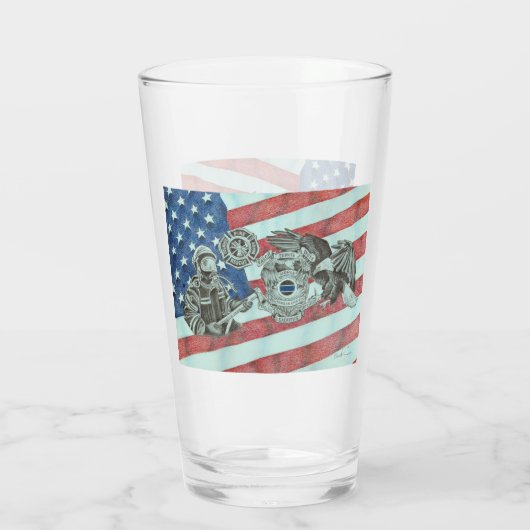 Patriottische Eerste Responder Glas (Achterkant)