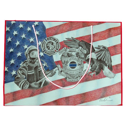 Patriottische Eerste Responder Groot Cadeauzakje (Achterkant)