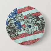 Patriottische Eerste Responder Ronde Button 7,6 Cm (Voorkant)