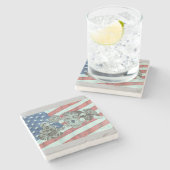 Patriottische Eerste Responder Stenen Onderzetter (Zijkant)