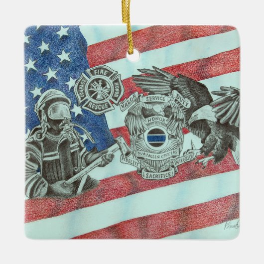 Patriottische Eerstehulpverlener Keramisch Ornament (Voorkant)