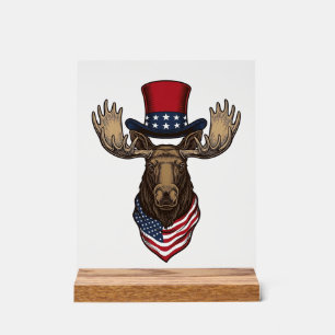 Patriottische Eland Vintage Gravure Vector Ontwerp Acryl Bord