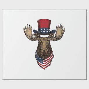 Patriottische Eland Vintage Gravure Vector Ontwerp Cadeaupapier