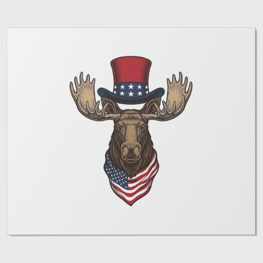 Patriottische Eland Vintage Gravure Vector Ontwerp Cadeaupapier (Vlak)