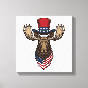 Patriottische Eland Vintage Gravure Vector Ontwerp Canvas Afdruk