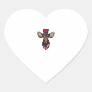 Patriottische Eland Vintage Gravure Vector Ontwerp Hart Sticker