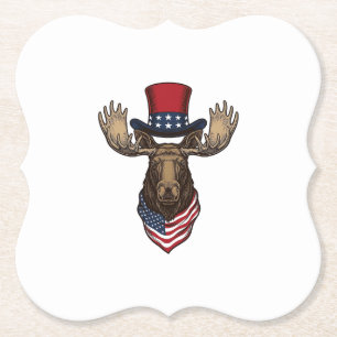 Patriottische Eland Vintage Gravure Vector Ontwerp Kartonnen Onderzetters