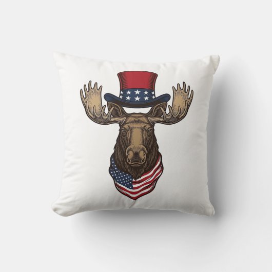 Patriottische Eland Vintage Gravure Vector Ontwerp Kussen (Voorkant)