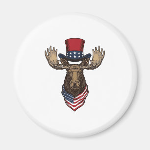 Patriottische Eland Vintage Gravure Vector Ontwerp Magneet