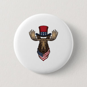 Patriottische Eland Vintage Gravure Vector Ontwerp Ronde Button 5,7 Cm