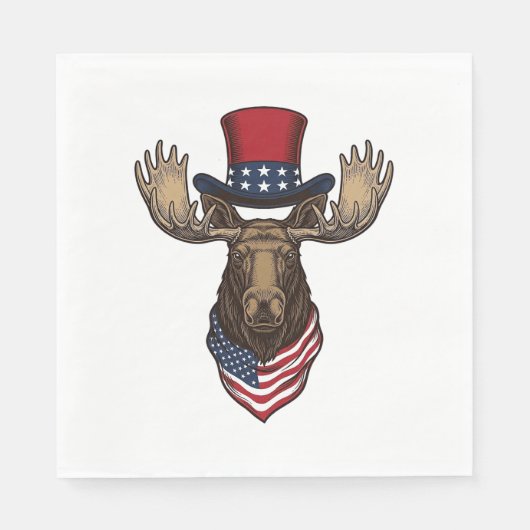 Patriottische Eland Vintage Gravure Vector Ontwerp Servet (Voorkant)
