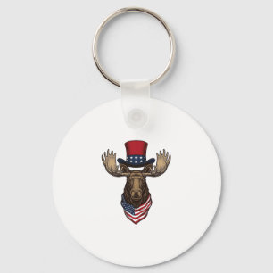 Patriottische Eland Vintage Gravure Vector Ontwerp Sleutelhanger