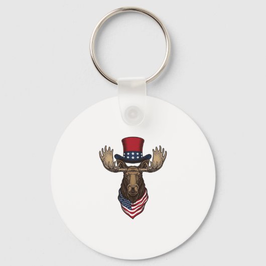 Patriottische Eland Vintage Gravure Vector Ontwerp Sleutelhanger (Voorkant)