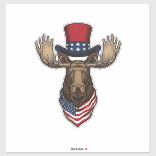 Patriottische Eland Vintage Gravure Vector Ontwerp Sticker