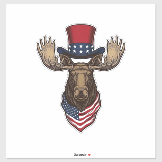 Patriottische Eland Vintage Gravure Vector Ontwerp Sticker (Vel)