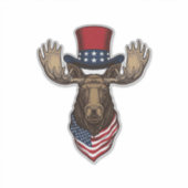 Patriottische Eland Vintage Gravure Vector Ontwerp Sticker (Voorkant)