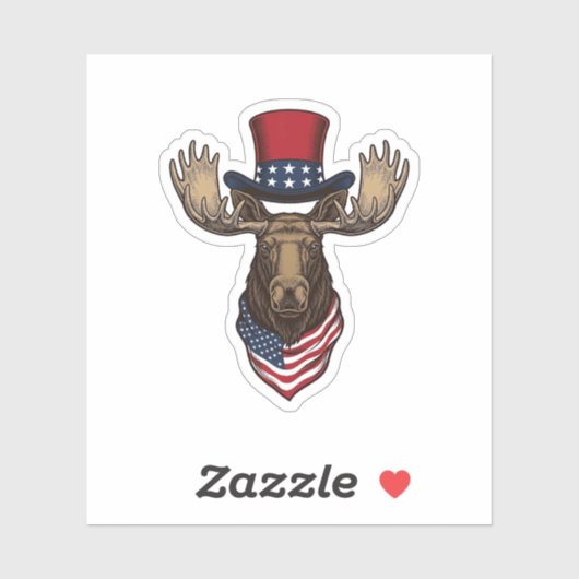 Patriottische Eland Vintage Gravure Vector Ontwerp Sticker (Vel)