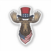 Patriottische Eland Vintage Gravure Vector Ontwerp Sticker (Voorkant)