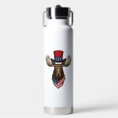 Patriottische Eland Vintage Gravure Vector Ontwerp Waterfles (Voorkant)