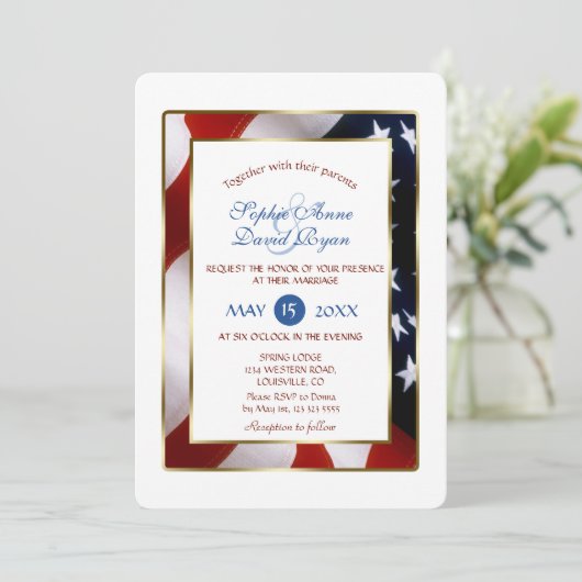 Patriottische, Elegante Amerikaanse Vlag Gouden Li Kaart (Staand voorkant)