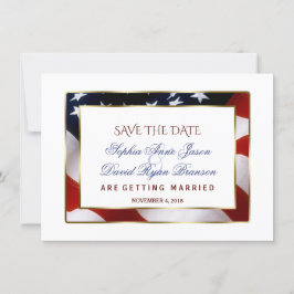 Patriottische, Elegante Amerikaanse Vlag Gouden Sa Save The Date