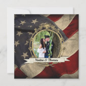 Patriottische, Elegante VS Vlag Bruiloft met foto Kaart (Voorkant)