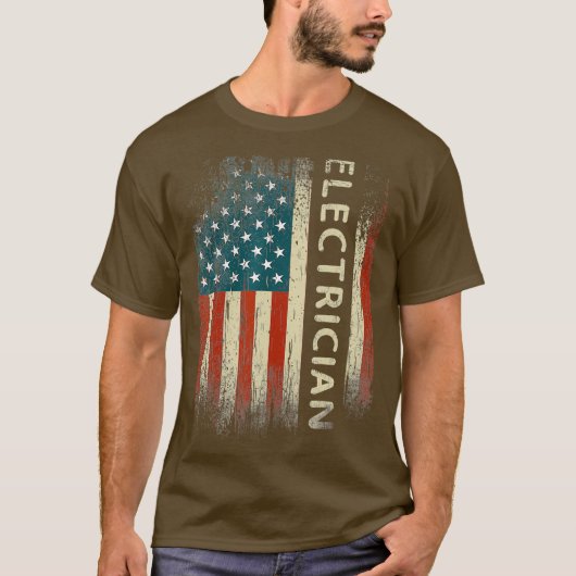 Patriottische elektricien geeft Amerikaanse vlag F T-shirt (Voorkant)