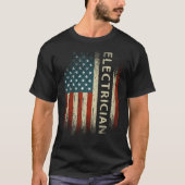 Patriottische elektricien geeft Amerikaanse vlag T-shirt (Voorkant)