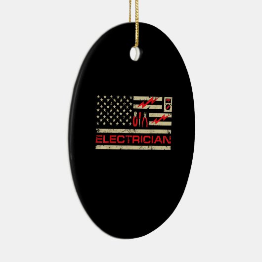 Patriottische elektriciens Amerikaanse vlagkerstak Keramisch Ornament (Rechts)