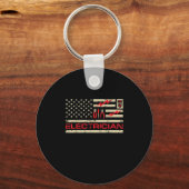 Patriottische elektriciens Amerikaanse vlagkerstak Sleutelhanger (Voorkant)
