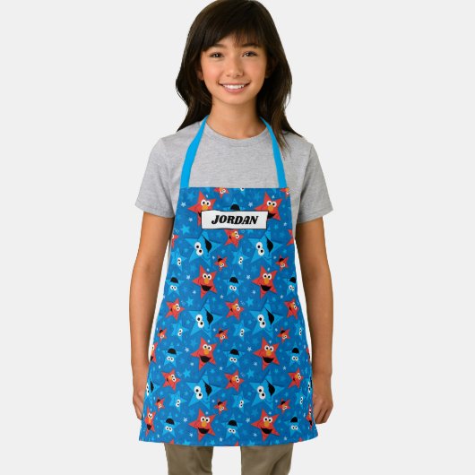 Patriottische Elmo en Cookie Monster Patroon Schort (Insitu)