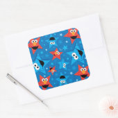 Patriottische Elmo en Cookie Monster Patroon Vierkante Sticker (Envelop)